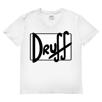 Herren V-Neck T-Shirt druﬀ – Bold Retro Logo Design im Cartoon-Style White