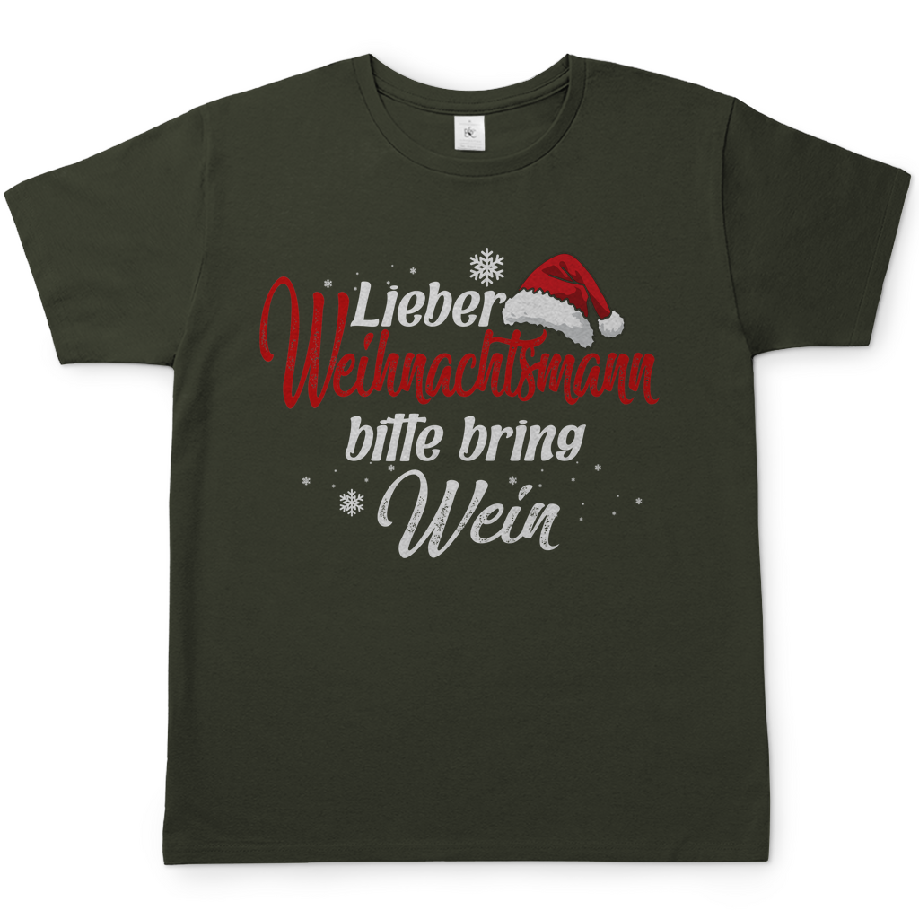 Lieber Weihnachtsmann Partnerlook - bitte bring Wein - Herren Shirt Urban Khaki