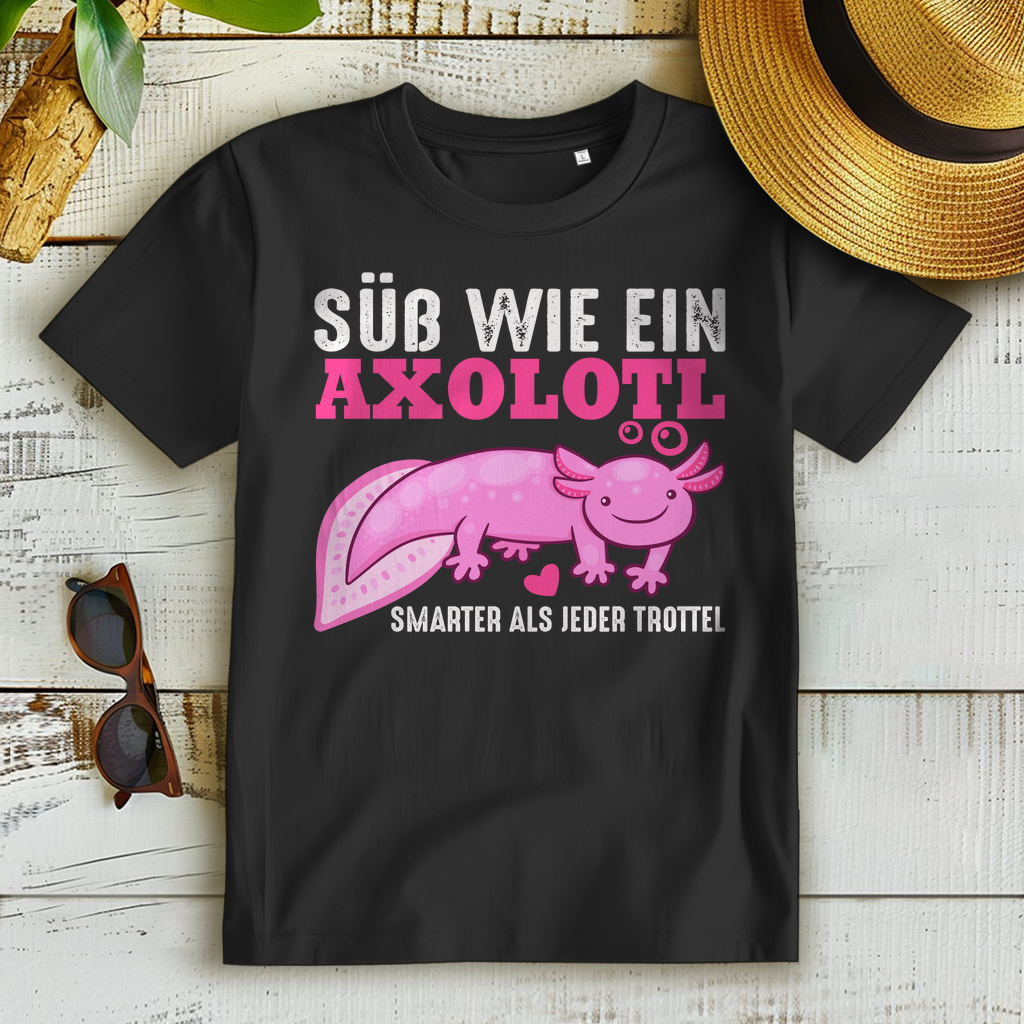 Süß wie ein Axolotl Damen T Shirt lustig Spruch Fun Geschenk Frauen Tier