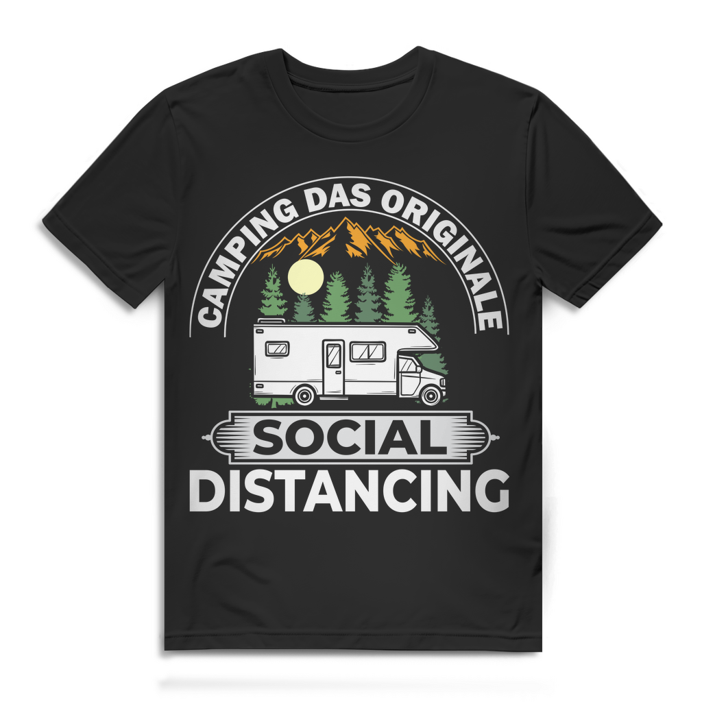 Camping das Originale Social Distancing Herren T Shirt Wohnmobil Camper Urlaub Black