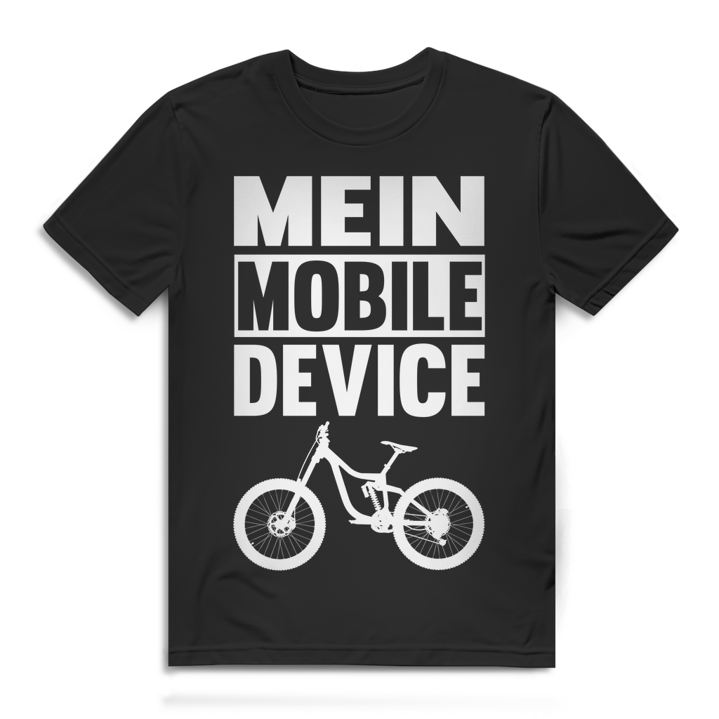 Lustiges Herren Bio T-Shirt Mein Mobile Device Fahrrad Mountainbike Biker Fun Black