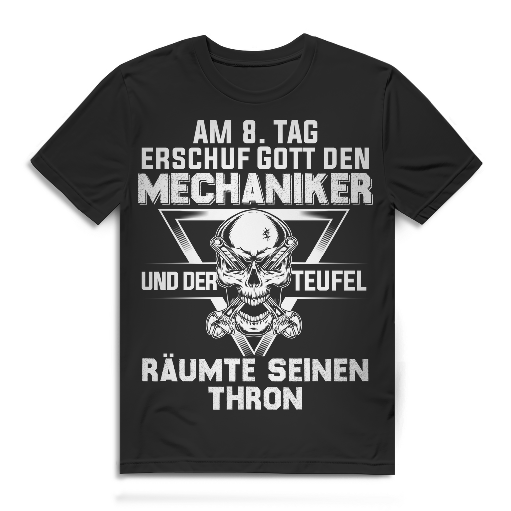 Mechaniker Shirt Herren – Am 8. Tag schuf Gott den Mechaniker – Tuning Legende