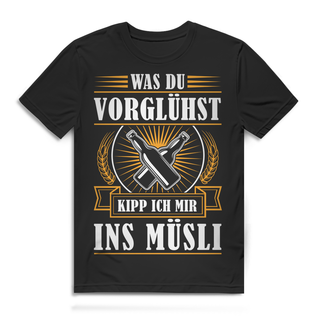 Lustiges Bier T-Shirt Männer – Trinkspruch Vorglühen Müsli Statement Black
