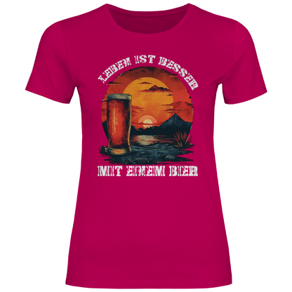 Leben ist besser mit einem Bier - Damenshirt Sorbet