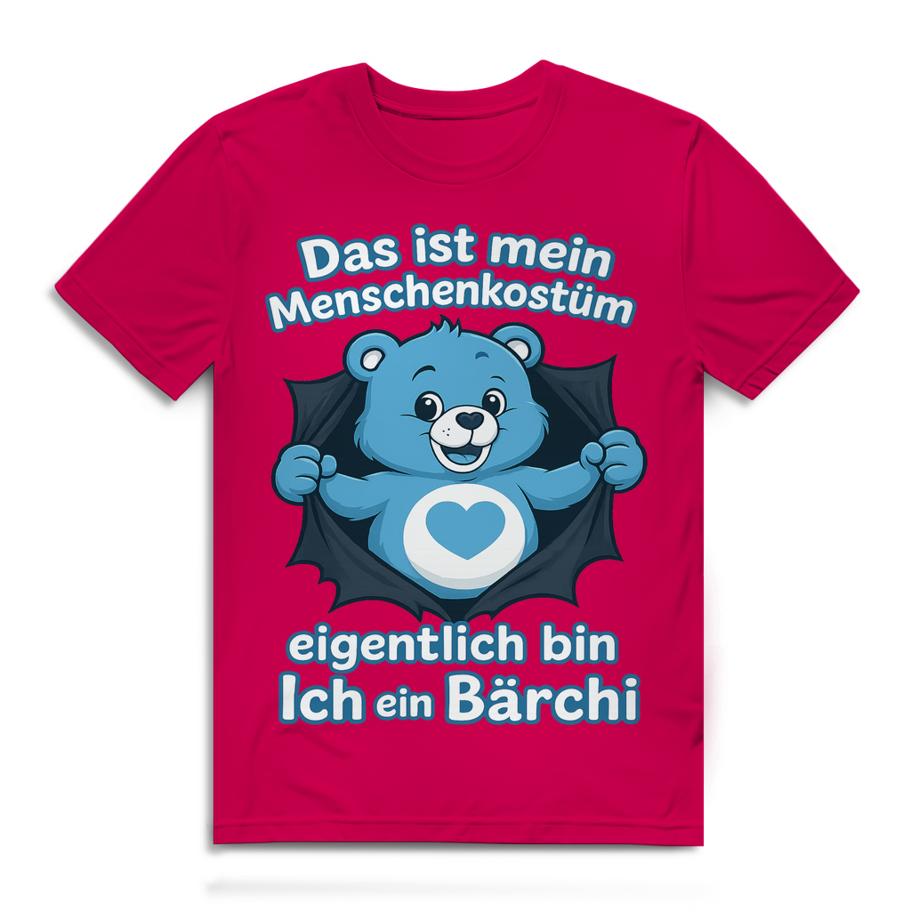 Herren Premium Bio T-Shirt Menschenkostüm eigentlich bin ich ein Bärchi Fuchsia