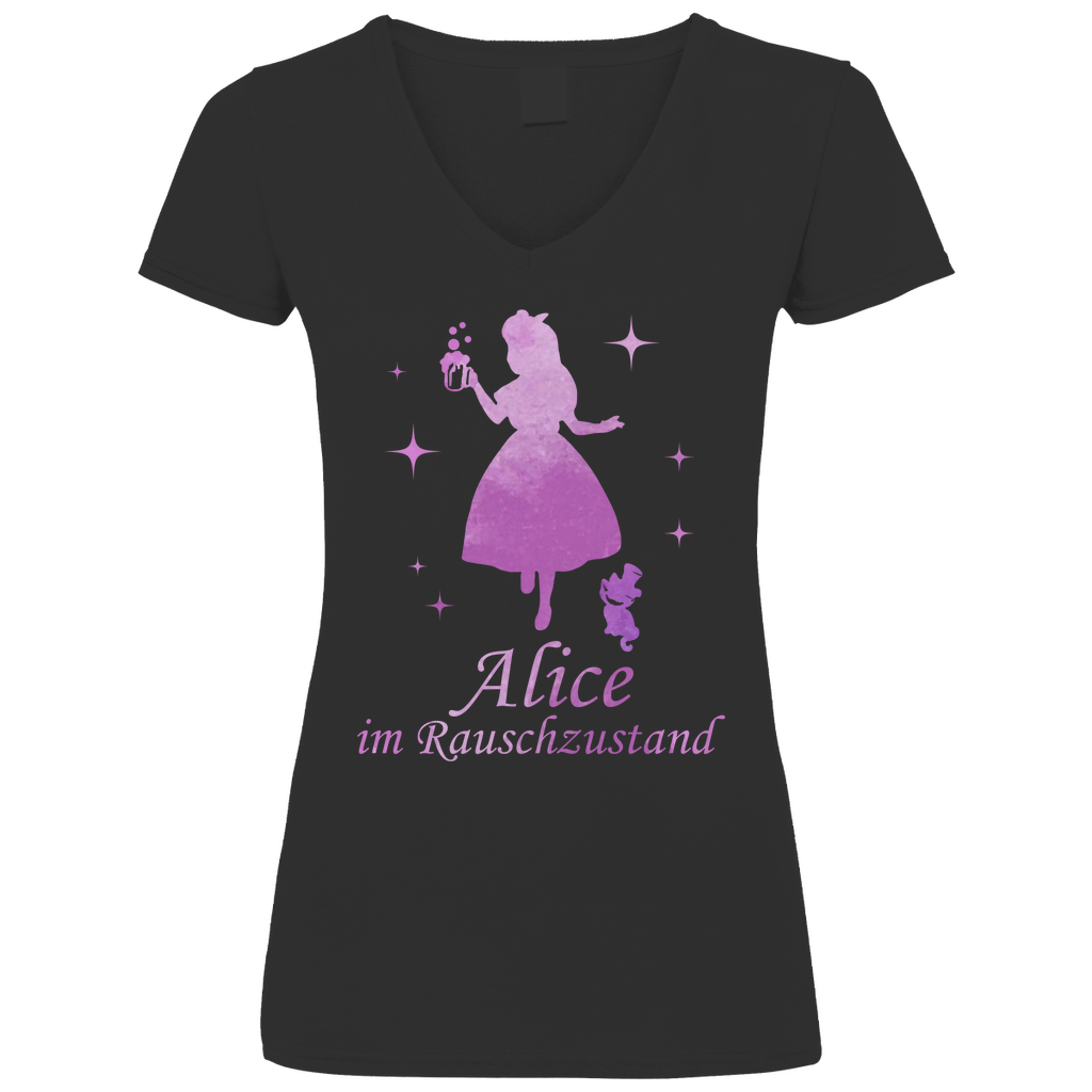Alice im Rauschzustand - Prinzessin Aquarell - V-Neck Damenshirt Black