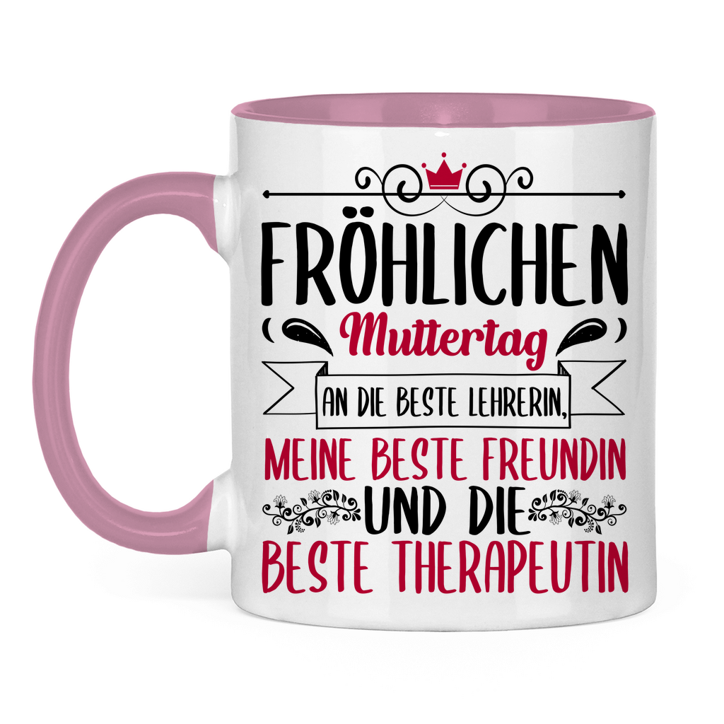 Fröhlichen Muttertag an die beste Mutter - Tasse zweifarbig