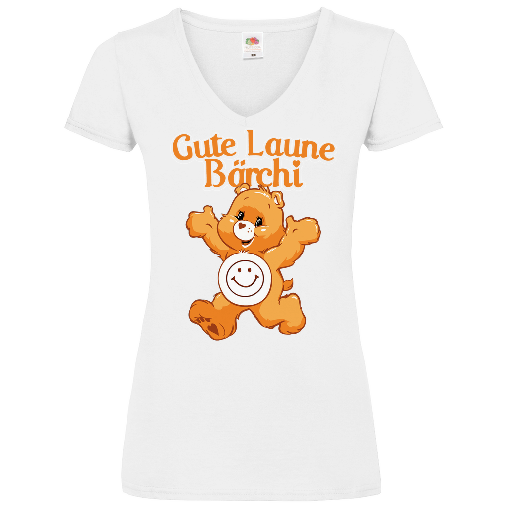 Gute Laune Bärchi - Glücksbärchi - V-Neck Damenshirt White