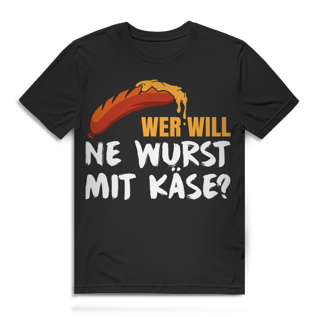 Männer Grill Shirt – Witziger Wurst Spruch mit Käse für BBQ und Party Black