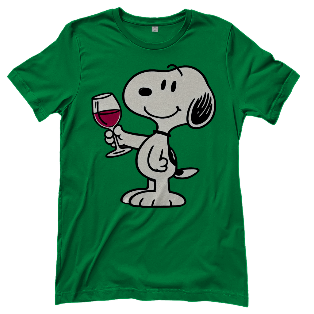 Snoopy mit Wein - Die Peanuts - Damenshirt Kelly Green