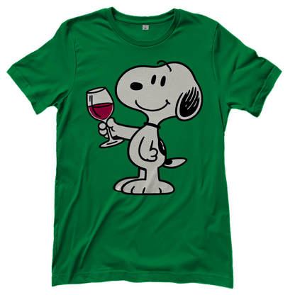 Snoopy mit Wein -  Die Peanuts - Damenshirt