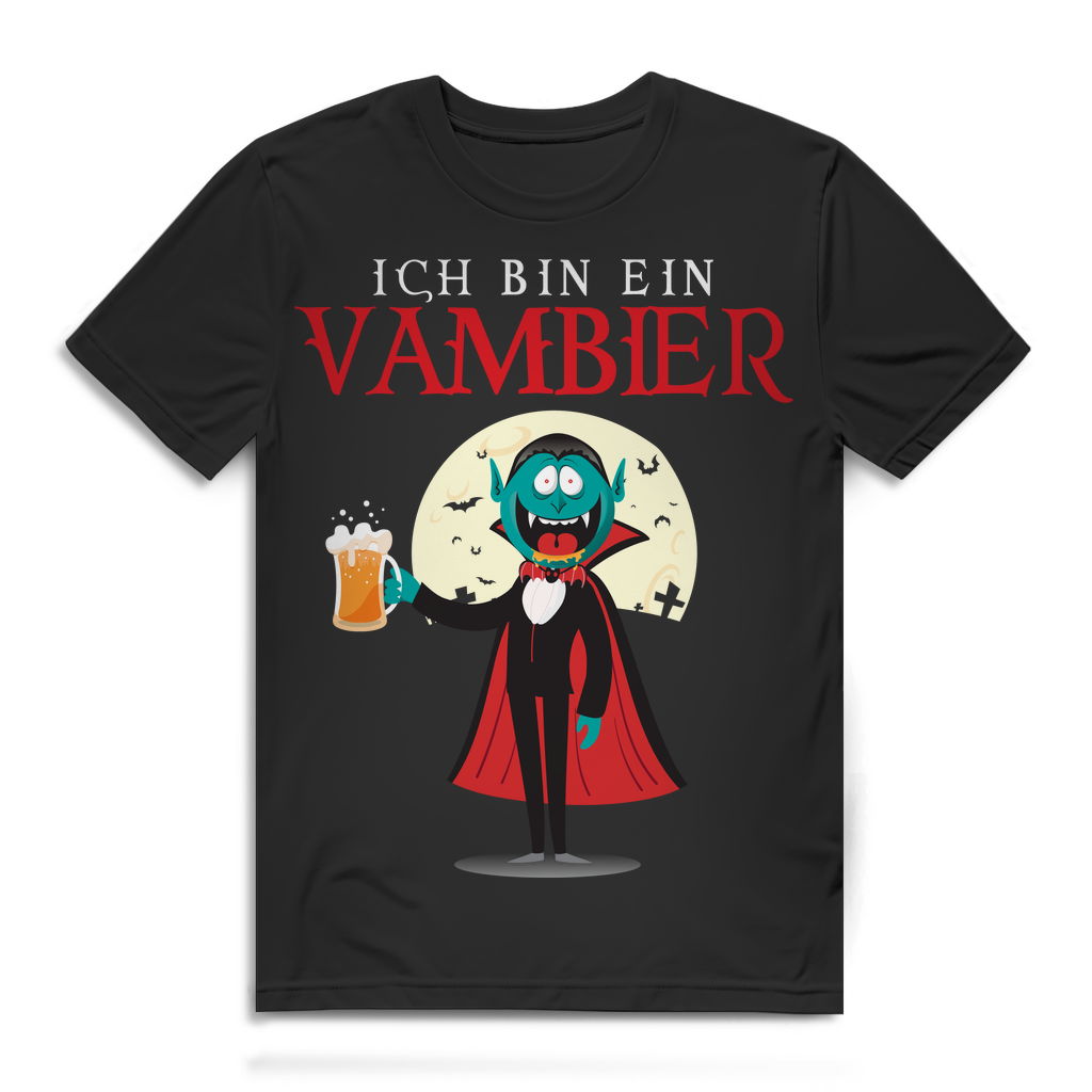 Herren Shirt Ich bin ein Vambier lustiger Vampir Bier Spruch Halloween Party Black