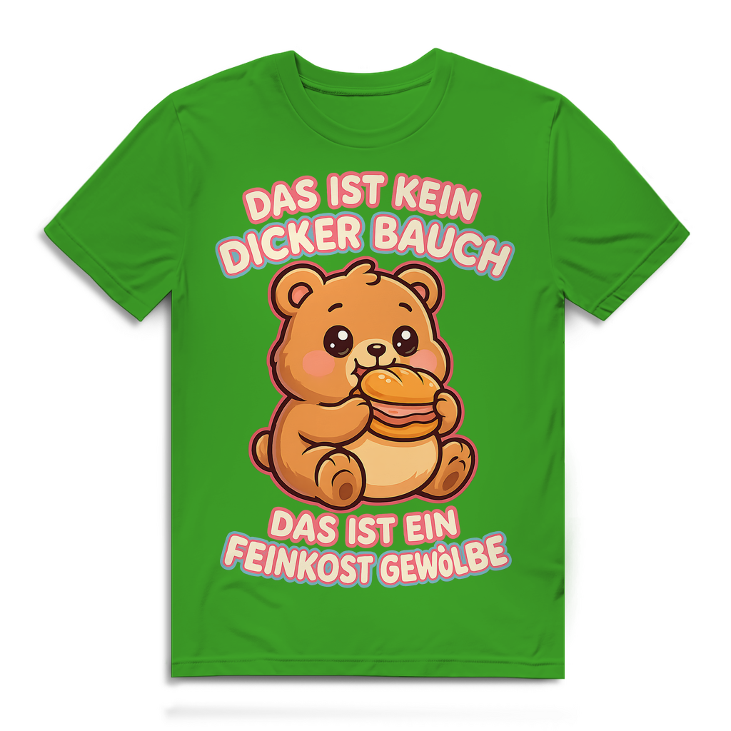 Herren Premium Bio T-Shirt Das Ist Kein Dicker Bauch Das Ist Ein Feinkost Gewölbe Teddybär Real Green