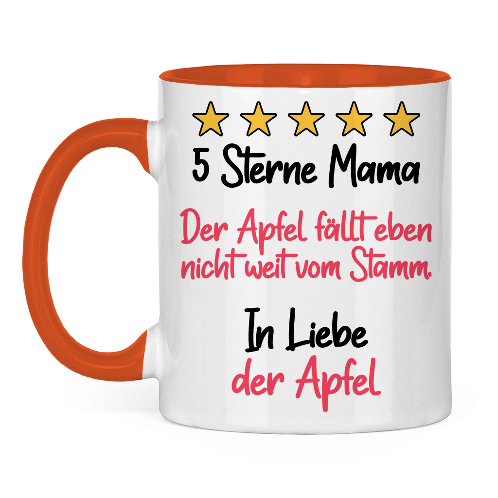 5 Sterne Mama in liebe der Apfel - Tasse zweifarbig Orange
