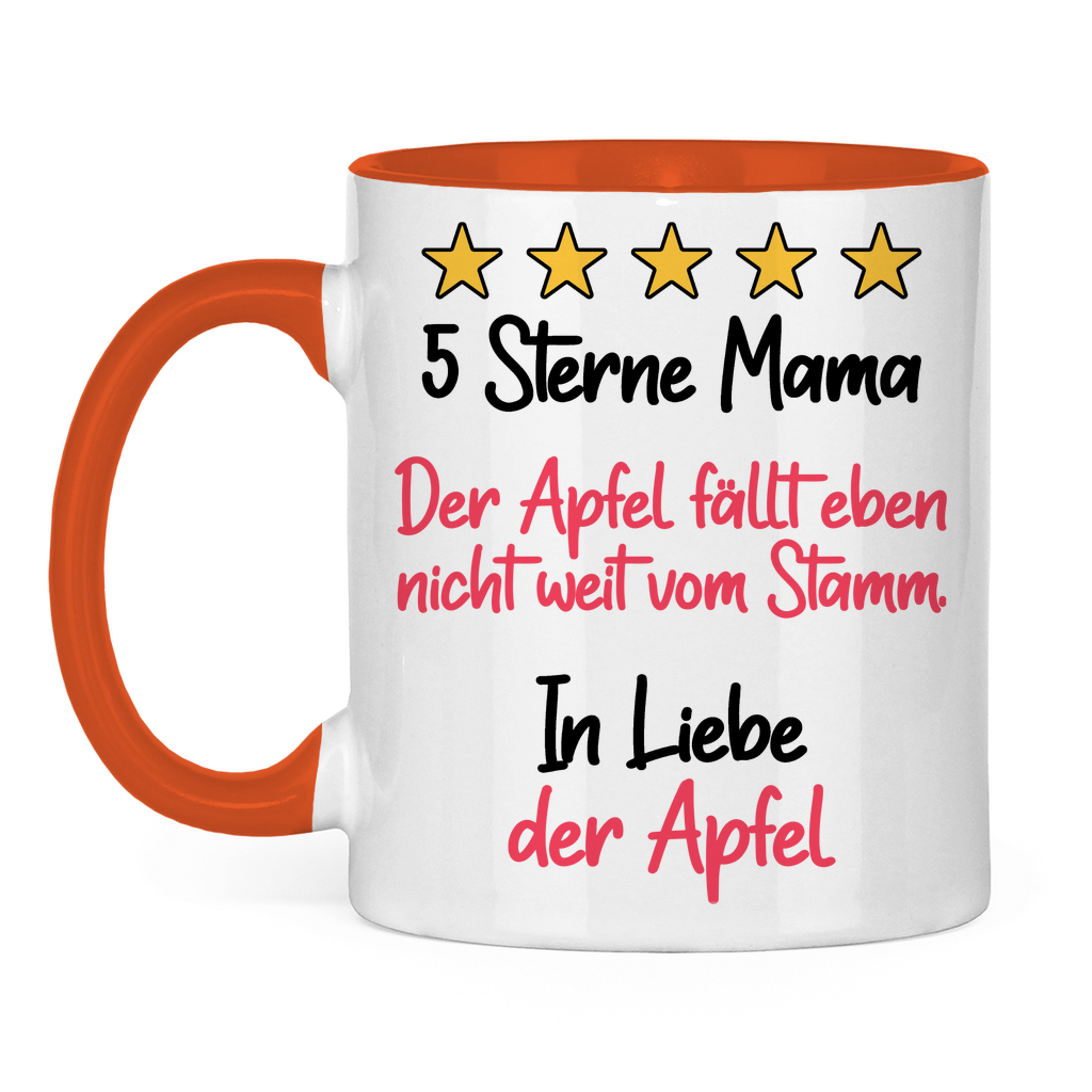 5 Sterne Mama in liebe der Apfel - Tasse zweifarbig