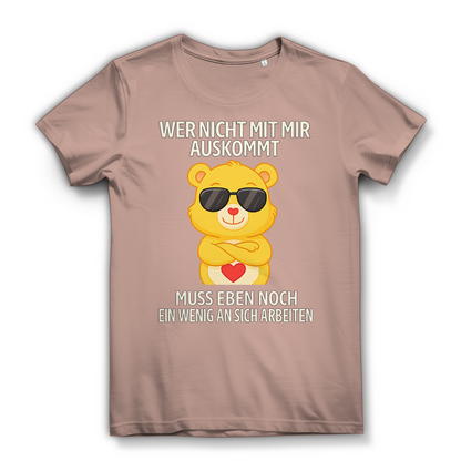 Damen Premium Bio T-Shirt Wer nicht mit mir auskommt Glücksbärchi Millennial Pink