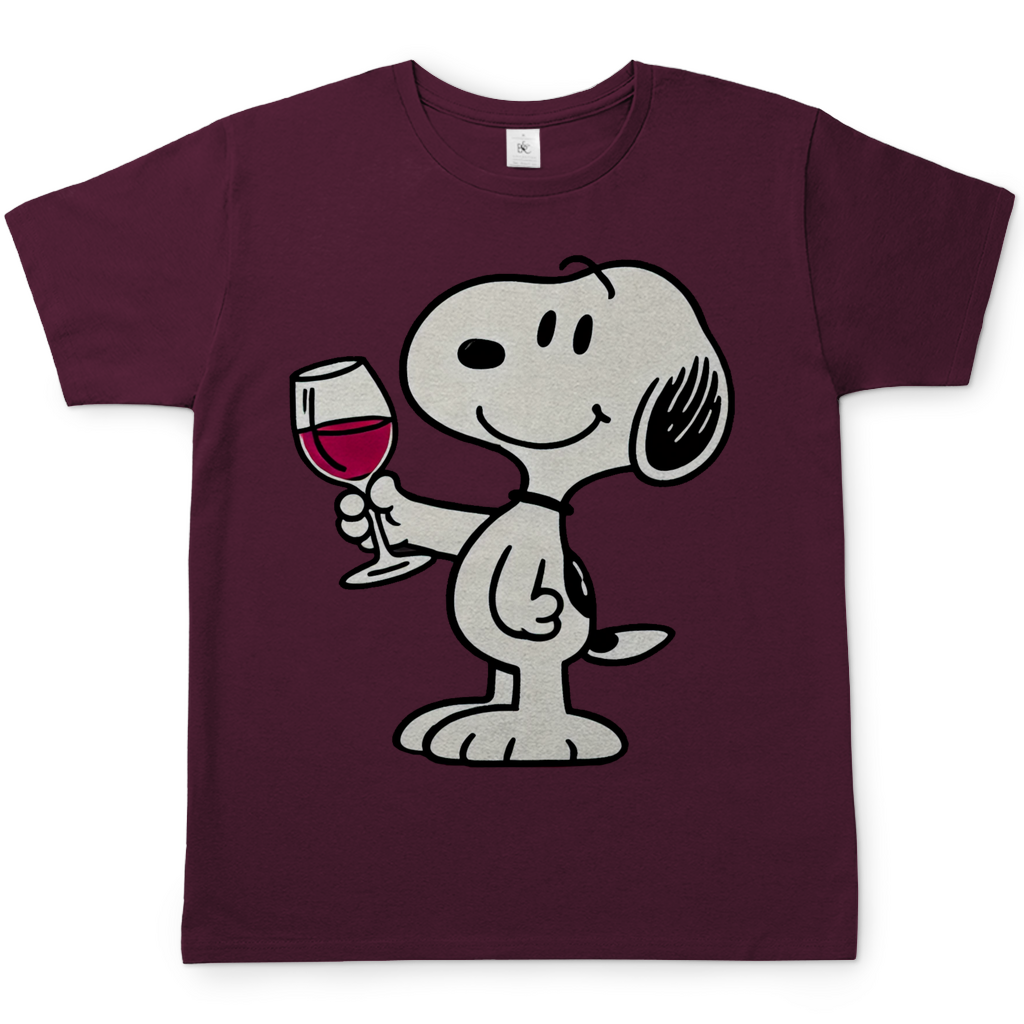 Snoopy mit Wein -  Die Peanuts - Herren Shirt