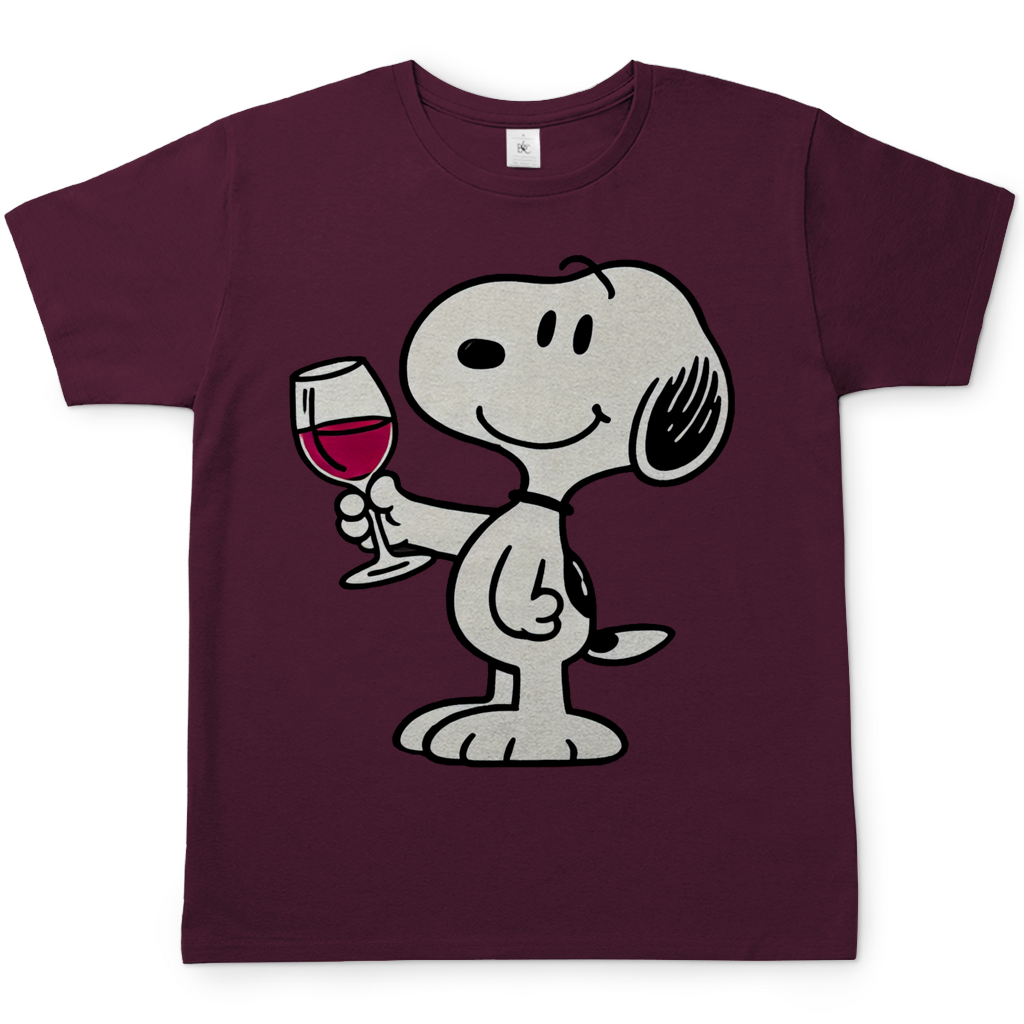Snoopy mit Wein - Die Peanuts - Herren Shirt Burgundy