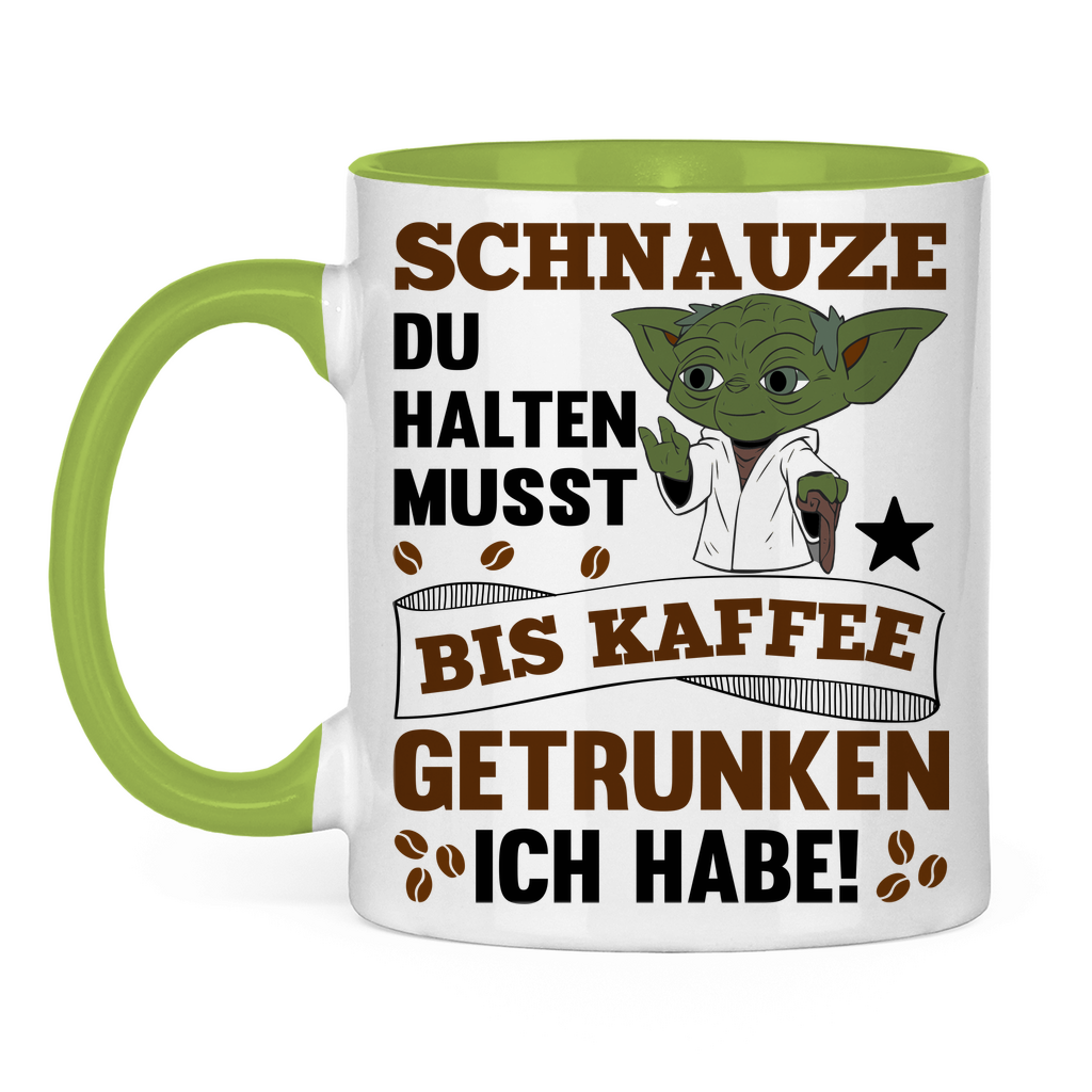 Schnauze du halten musst bis Kaffee getrunken ich habe! Yoda - Tasse zweifarbig