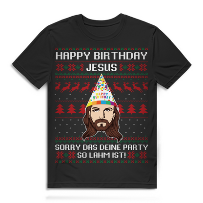 Ugly Christmas Shirt Männer – Happy Birthday Jesus Party Lahm Weihnachten Black