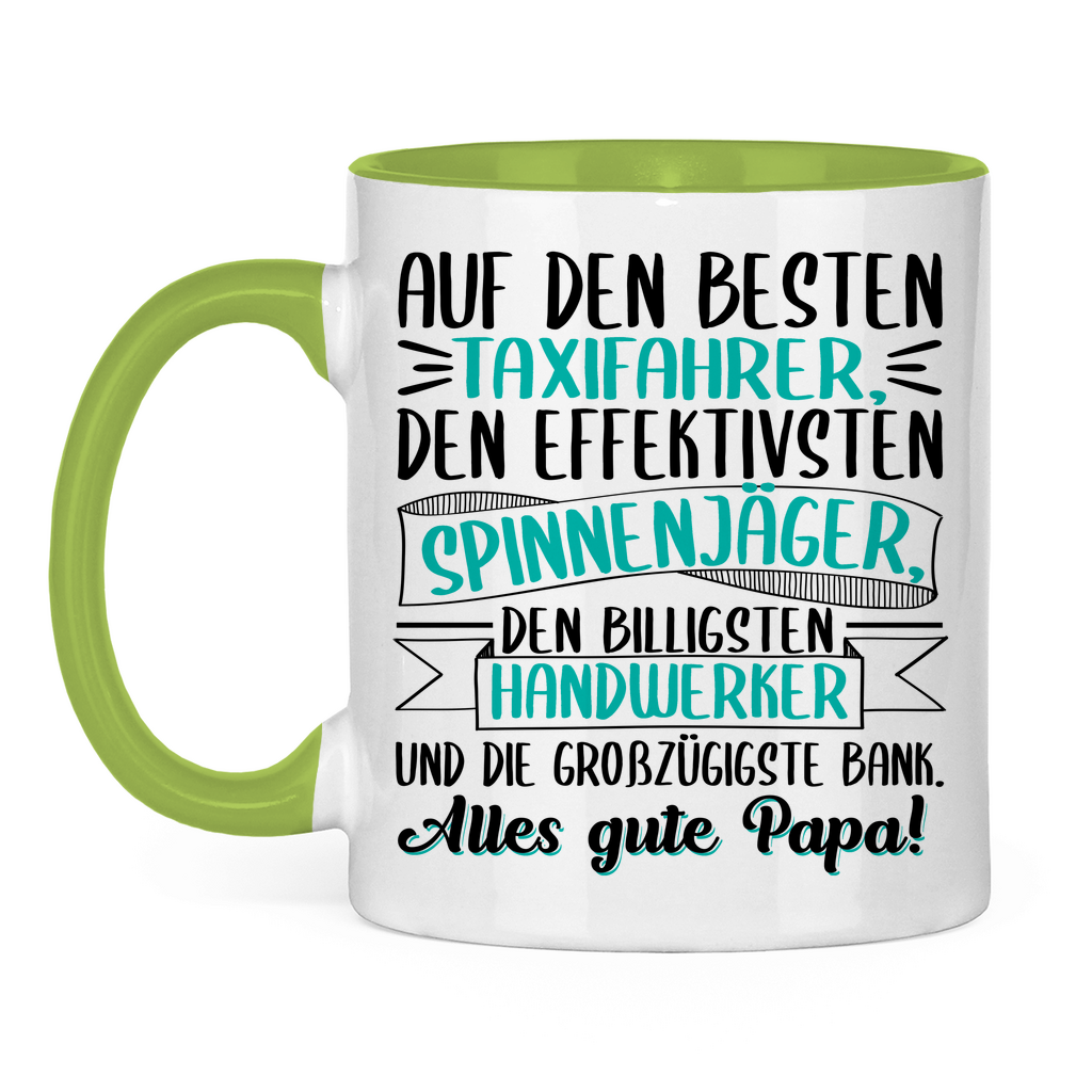 Auf den besten. Alles gute Papa! - Tasse zweifarbig Light Green