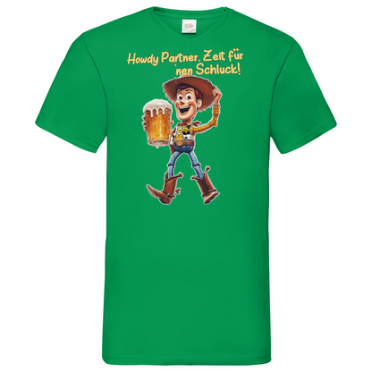 Howdy Partner Zeit für nen Schluck - Woody Toy Story - Herren V-Neck Shirt