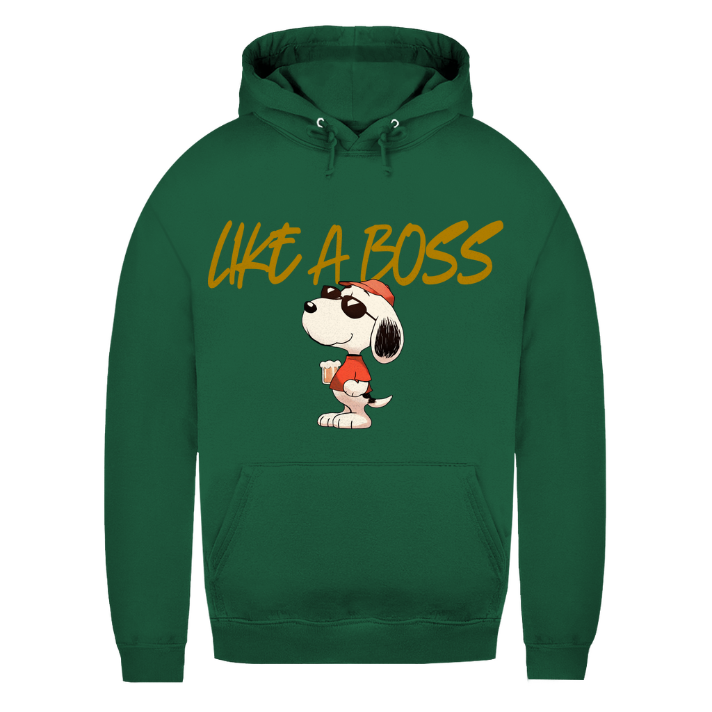 Peanuts Snoopy mit Bier Like a Boss - Damen Hoodie Bottle Green