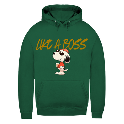 Peanuts Snoopy mit Bier Like a Boss - Damen Hoodie Bottle Green