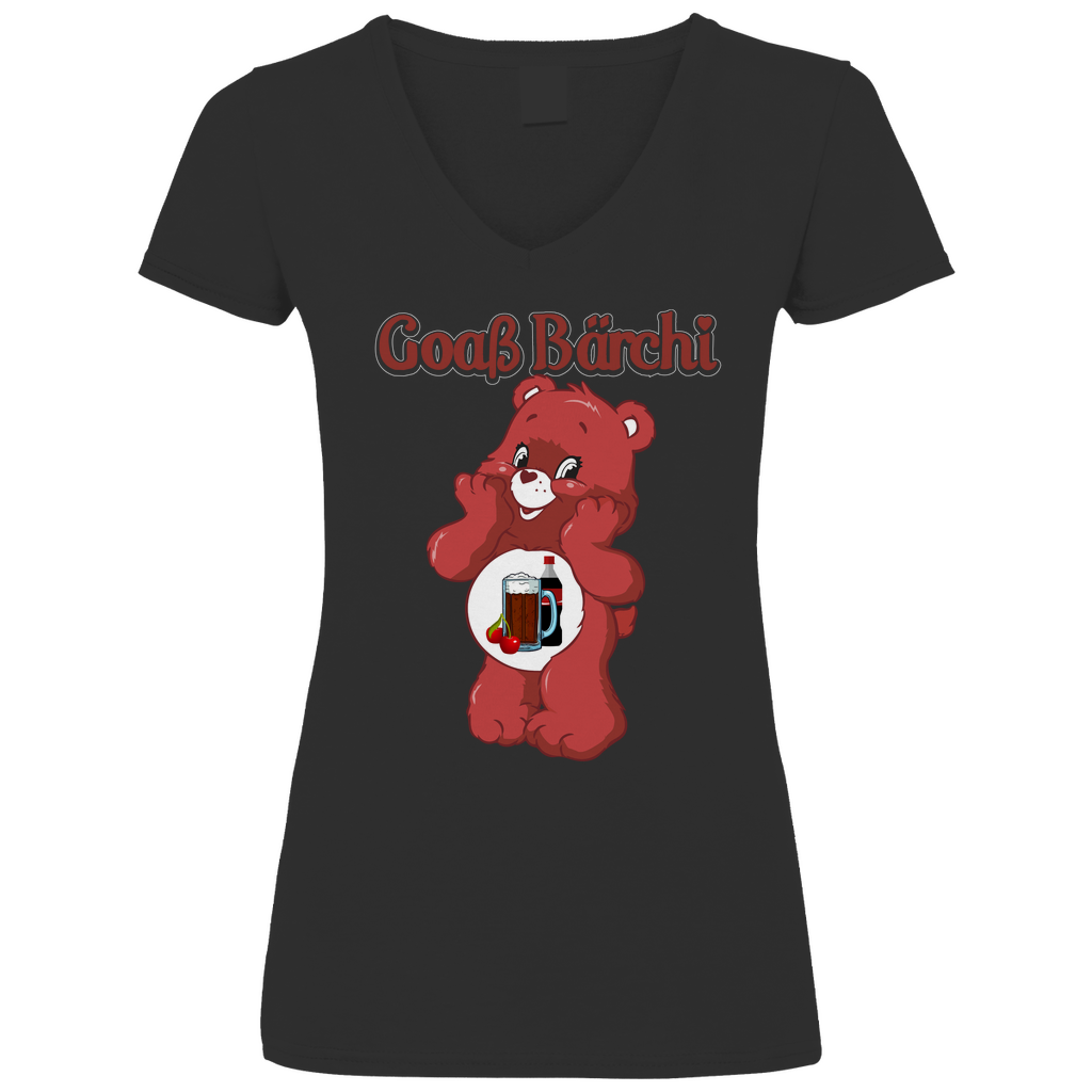 Goaß Bärchi - Glücksbärchi - V-Neck Damenshirt Black