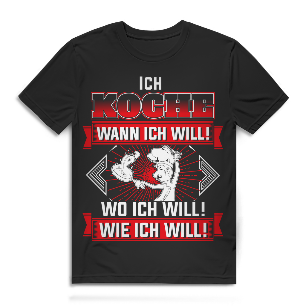 Koch T-Shirt Herren – Lustiges Grill Shirt für Männer mit Spruch Kochen Grillen Black