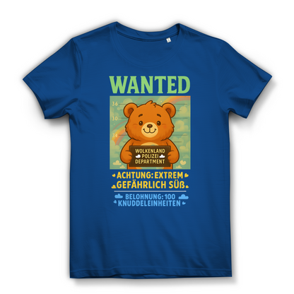 Damen Premium Bio T-Shirt Wanted Glücksbärchi Wolkenland Extrem Gefährlich Süß Royal Blue