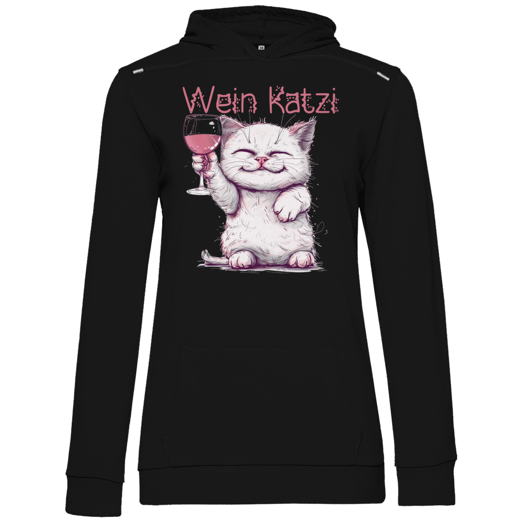 Wein Katzi Katze - Damen Hoodie Black