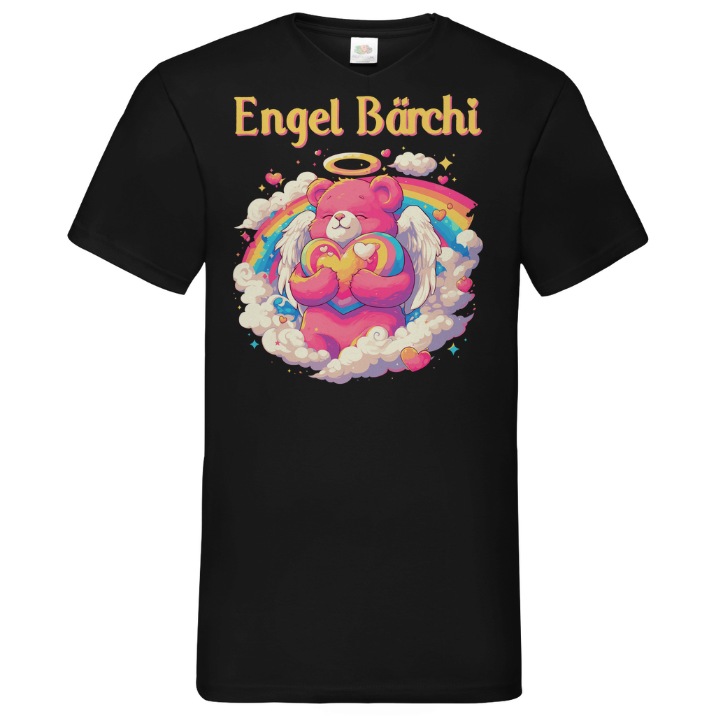 Engel Bärchi - Glücksbärchi - Herren V-Neck Shirt Black