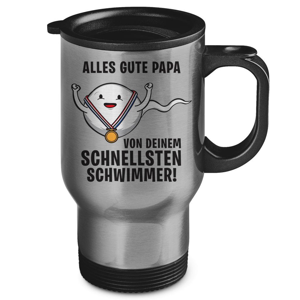 Alles gute Papa von deinem schnellsten Schwimmer! - Edelstahl-Thermobecher Silver One size