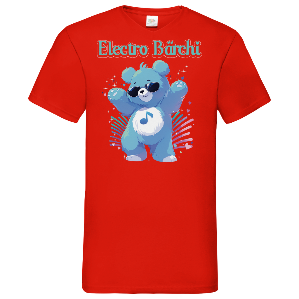 Electro Bärchi - Glücksbärchi - Herren V-Neck Shirt Red