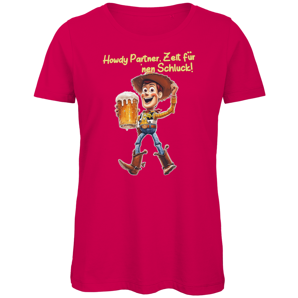 Howdy Partner Zeit für nen Schluck - Woody Toy Story - Damen Premium Bio T-Shirt Fuchsia