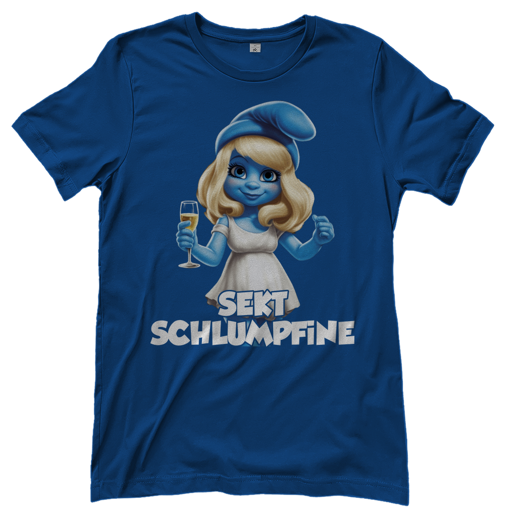 Sekt Schlumpfine Grafik - Damenshirt Royal Blue