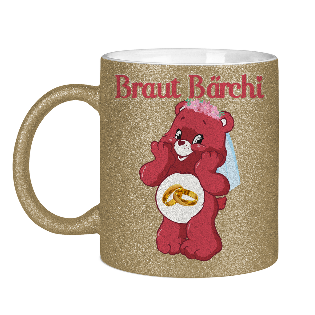 Braut Bärchi - Glücksbärchi - Glitzertasse Dark Gold Glitter One size