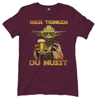 Bier trinken du musst - Yoda Star Wars - Damenshirt Burgundy
