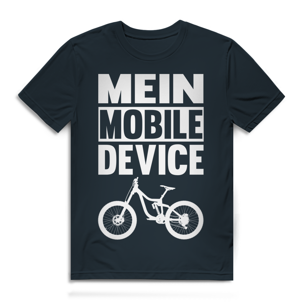 Lustiges Herren Bio T-Shirt Mein Mobile Device Fahrrad Mountainbike Biker Fun Dark Grey Solid