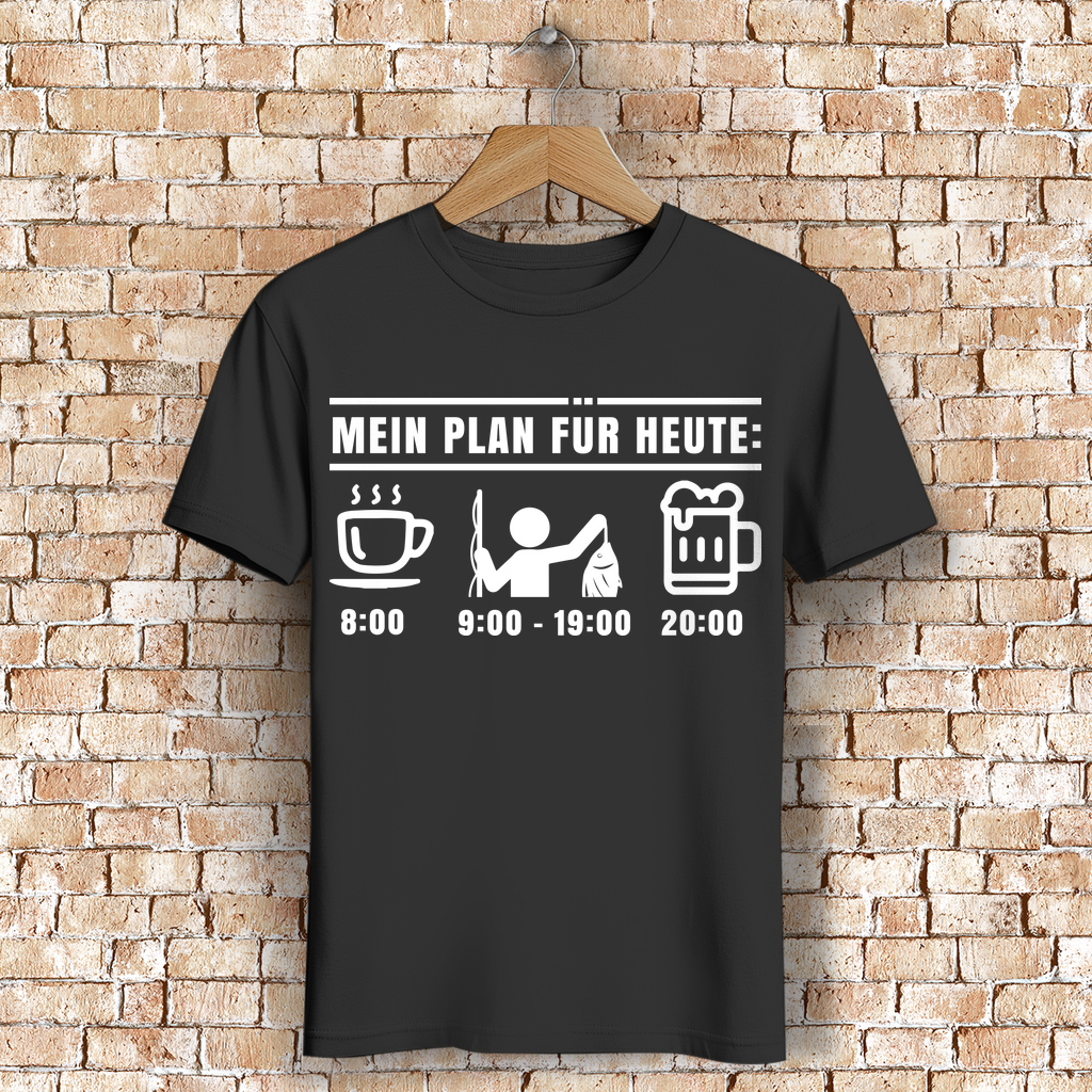 Kaffee Angeln Bier Shirt - Plan für heute - Geschenk für Angler T-Shirt