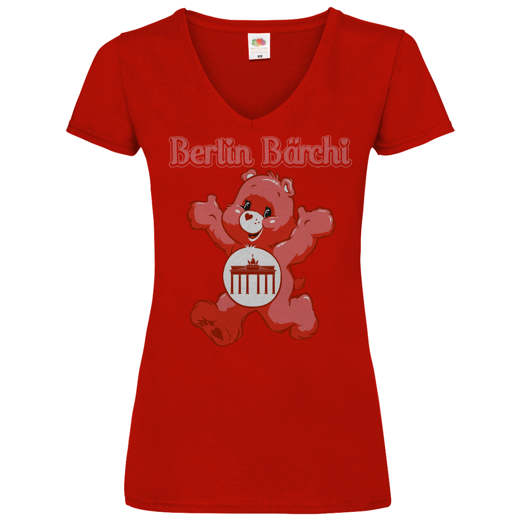 Berlin Bärchi - Glücksbärchi - V-Neck Damenshirt Red