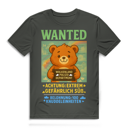 Herren Premium Bio T-Shirt Wanted Glücksbärchi Wolkenland Extrem Gefährlich Süß Millennial Khaki