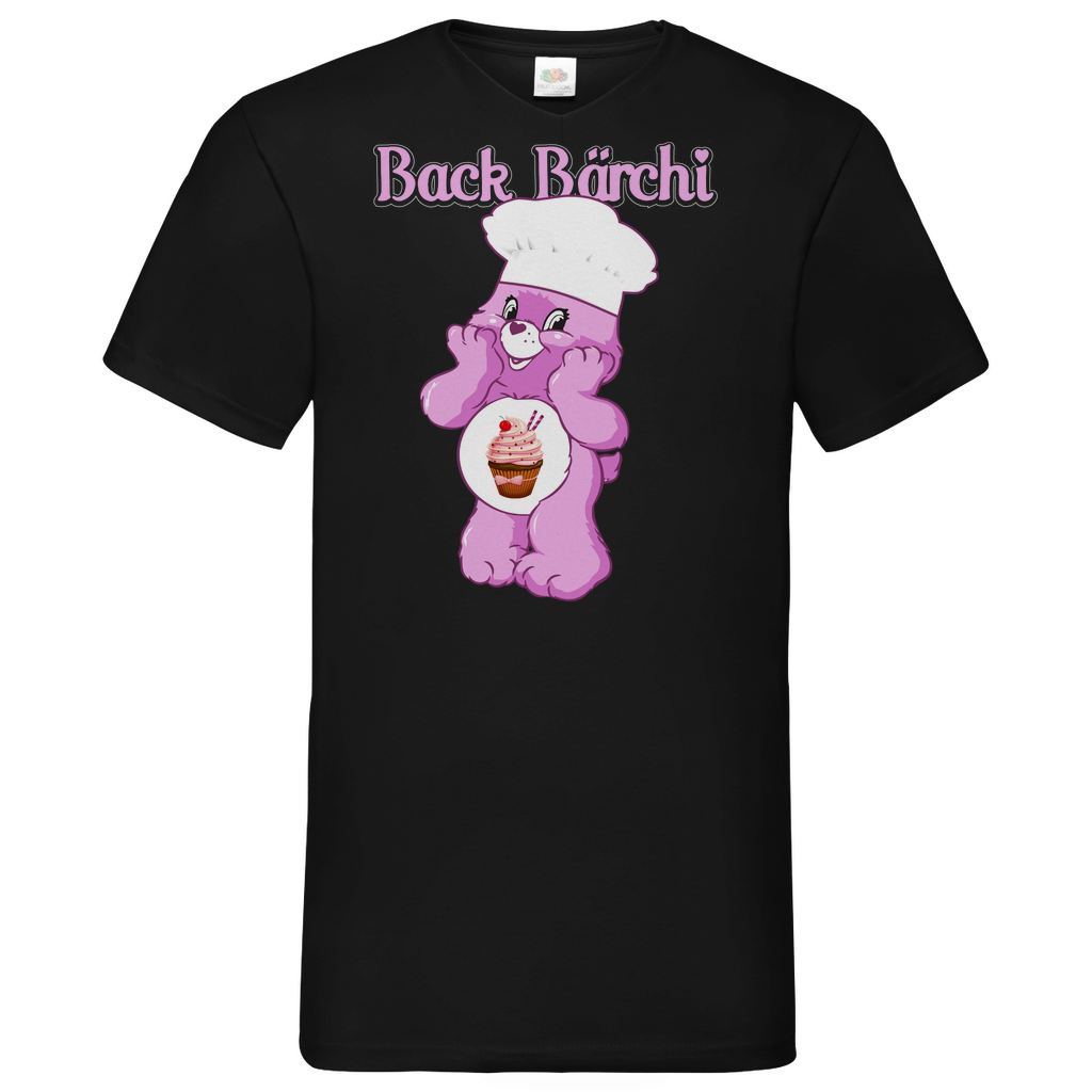 Back Bärchi - Glücksbärchi - Herren V-Neck Shirt Black