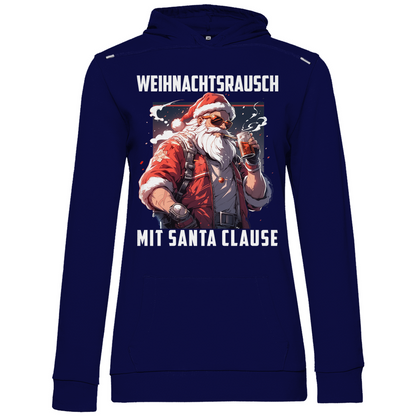 Weihnachtsrausch mit Santa Clause - Damen Hoodie Navy Blue