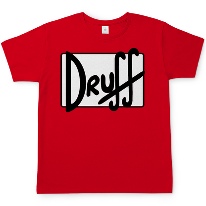 Herren T-Shirt druﬀ – Bold Retro Logo Design im Cartoon-Style Red