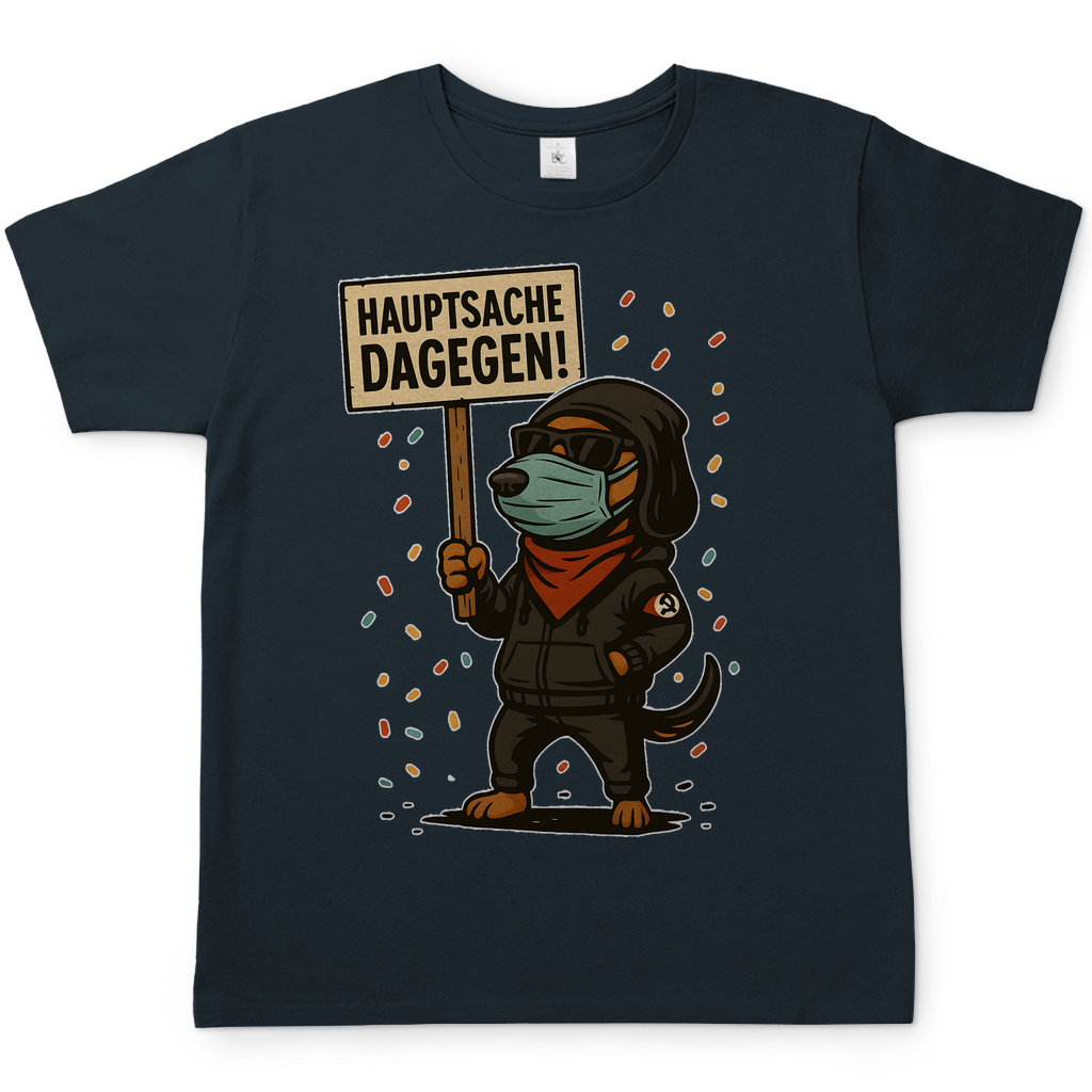 Hauptsache Dagegen Protest Dackel Hunde - Herren T-Shirt Dark Grey Solid