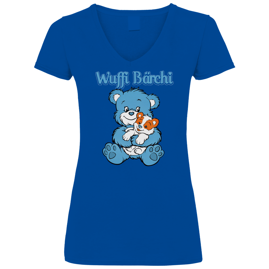 Wuffi Bärchi - Glücksbärchi - V-Neck Damenshirt Royal Blue XL