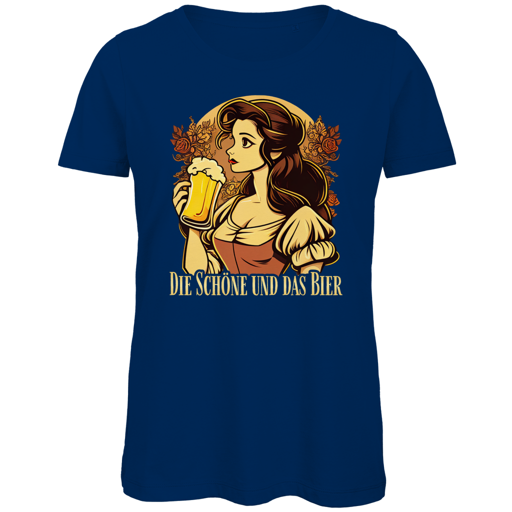 Die Schöne und das Bier Belle - Damen Premium Bio T-Shirt Navy