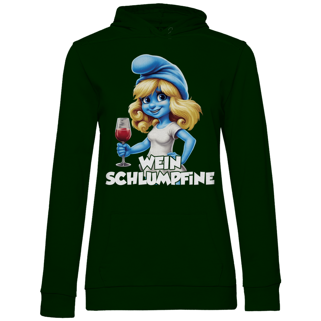 Wein Schlumpfine Grafik - Damen Hoodie Forest Green